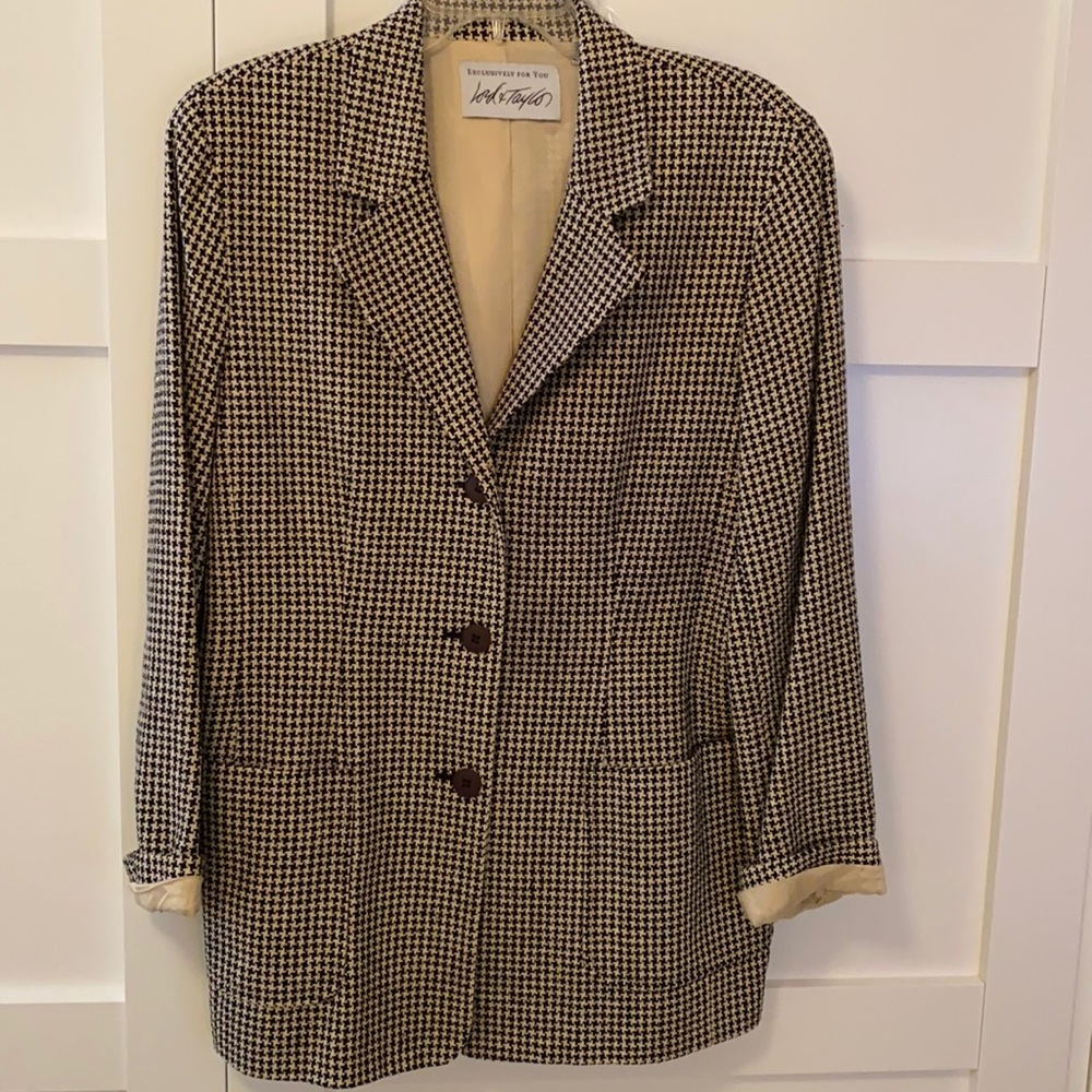 Vintage Lord & Taylor Houndstooth Silk Blazer